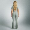 Kadın Gri Yoga & Fitness Takım Crop Üst Tayt Set Kadın Gri Yoga & Fitness Takım Crop Üst Tayt Set