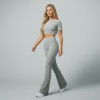 Kadın Gri Yoga & Fitness Takım Crop Üst Tayt Set Kadın Gri Yoga & Fitness Takım Crop Üst Tayt Set