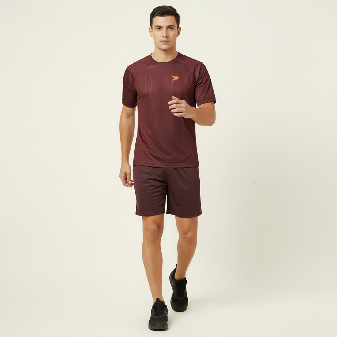Erkek Spor Takım | Performans Tişört & Şort-Maroon Glow Erkek Spor Takım | Performans Tişört & Şort-Maroon Glow