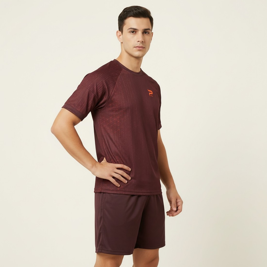 Erkek Spor Takım | Performans Tişört & Şort-Maroon Glow Erkek Spor Takım | Performans Tişört & Şort-Maroon Glow